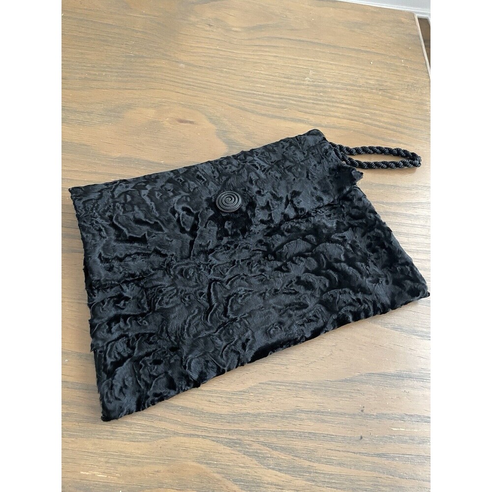 Vintage Fur Label Authority Storage Pouch with Monogram, Elegant Black Design